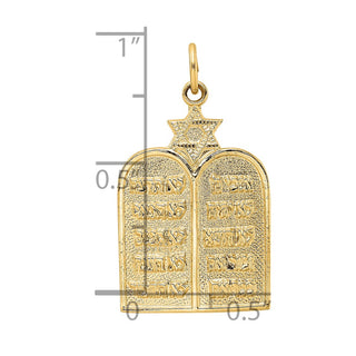 14k Yellow Gold Polished Solid Ten Commandments and Star Charm