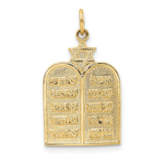 14k Yellow Gold Polished Solid Ten Commandments and Star Charm