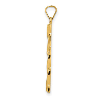 14k Yellow Gold Polished Hollow Twisted Cross Pendant