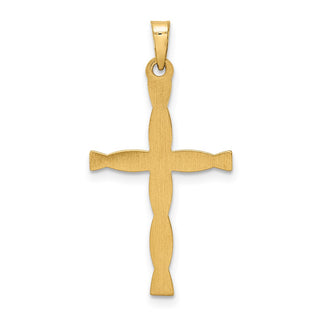 14k Yellow Gold Polished Hollow Twisted Cross Pendant