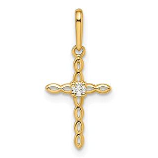 14k Yellow Gold CZ Cross Pendant XR1988