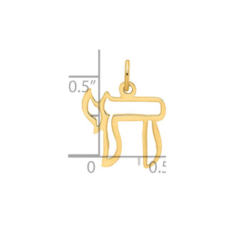 14k Yellow Gold Polished Solid Chai Symbol Outline Charm