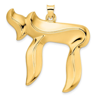 14k Yellow Gold Polished Solid Chai Symbol Pendant XR1999