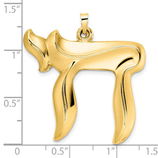 14k Yellow Gold Polished Hollow Chai Symbol Pendant XR2001