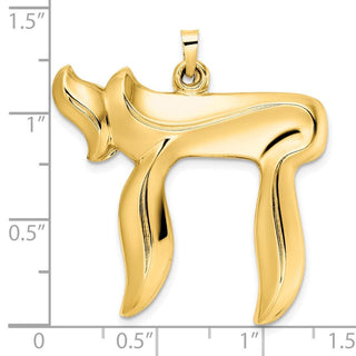 14k Yellow Gold Polished Hollow Chai Symbol Pendant XR2001