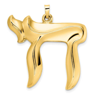 14k Yellow Gold Polished Hollow Chai Symbol Pendant XR2001