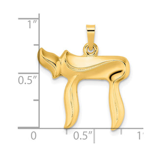 14k Yellow Gold Polished Hollow Chai Symbol Pendant XR2003