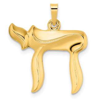 14k Yellow Gold Polished Hollow Chai Symbol Pendant XR2003