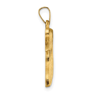 14k Yellow Gold Brushed Solid Chai Symbol Pendant