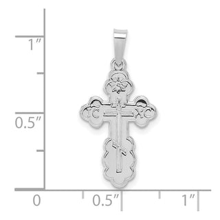 14k White Gold Polished Eastern Orthodox Solid Cross Pendant