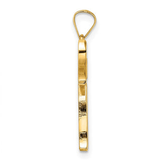 14k Yellow Gold Polished and Textured Solid Chai Symbol Pendant XR2013