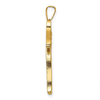 14k Yellow Gold Polished and Textured Solid Chai Symbol Pendant XR2015