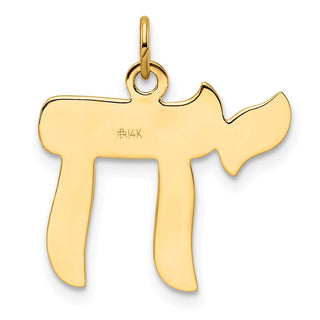 14k Yellow Gold Polished and Textured Solid Chai Symbol Charm