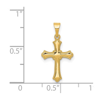 14k Yellow Gold Budded Cross Pendant XR202