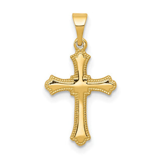14k Yellow Gold Budded Cross Pendant XR202