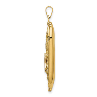 14k Yellow Gold Solid Mezuzah Enamel Star Pendant - 42 x 12.56mm, Polished