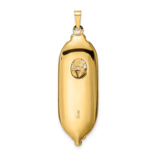 14k Yellow Gold Solid Mezuzah Enamel Star Pendant - 42 x 12.56mm, Polished