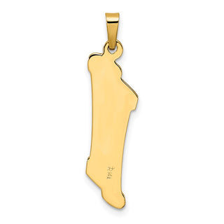 14k Two-tone Gold Polished and Textured Hollow Mezuzah Pendant