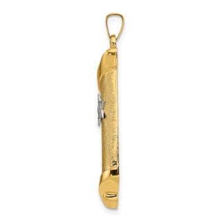14k Two-tone Gold Hollow Mezuzah and Star Pendant