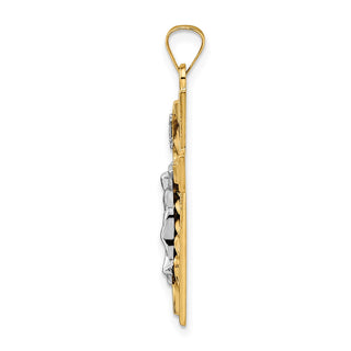 14k Two-tone Gold Polished and Twisted Hollow INRI Crucifix Pendant