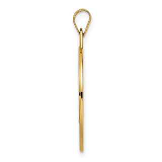 14k Yellow Gold Polished Solid Mazel Symbol Disc Pendant