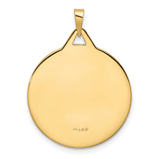 14k Yellow Gold Polished Solid Mazel Symbol Disc Pendant