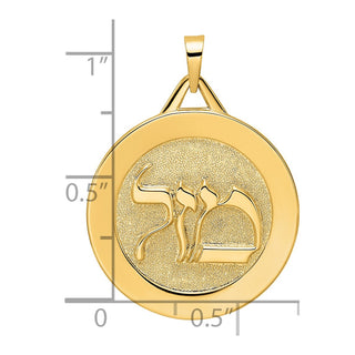 14k Yellow Gold Polished Solid Mazel Symbol Disc Pendant