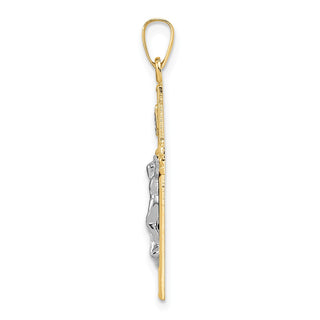 14k Two-tone Gold Polished Solid INRI Crucifix Pendant XR2044