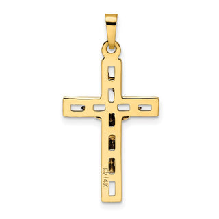 14k Two-tone Gold Polished Solid INRI Crucifix Pendant XR2044