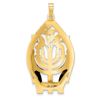14k Yellow Gold Polished Hollow Menorah Tree of Life Pendant