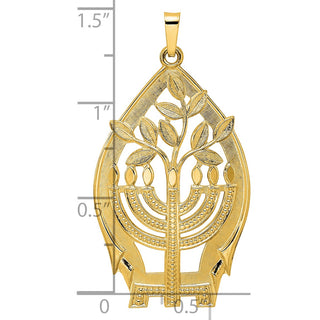 14k Yellow Gold Polished Hollow Menorah Tree of Life Pendant