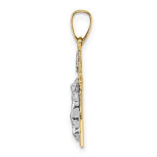 14k Two-tone Gold Polished Solid INRI Crucifix Pendant XR2048