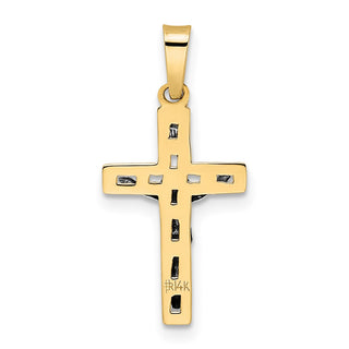 14k Two-tone Gold Polished Solid INRI Crucifix Pendant XR2048