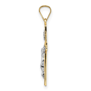 14k Two-tone Gold Polished Solid INRI Crucifix Pendant XR2050