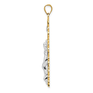 14k Two-tone Gold Polished Solid INRI Crucifix Pendant XR2051
