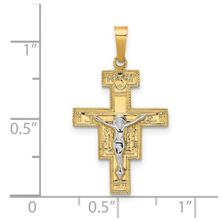 14k Two-tone Gold Solid Crucifix Pendant XR2052