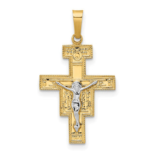 14k Two-tone Gold Solid Crucifix Pendant XR2052