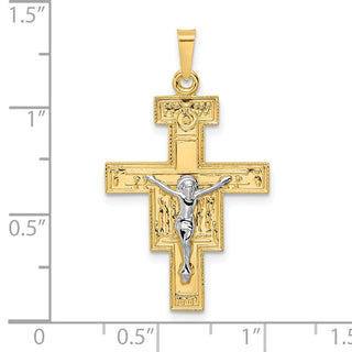 14k Two-tone Gold Solid Crucifix Pendant XR2053
