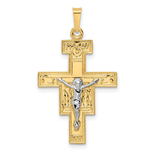 14k Two-tone Gold Solid Crucifix Pendant XR2053