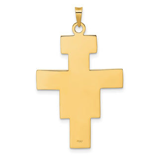 14k Two-tone Gold Polished Fancy Solid Cross Pendant