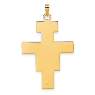14k Two-tone Gold Polished Fancy Solid Cross Pendant