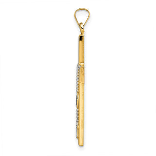 14k Two-tone Gold Polished Hollow Rosary Cross Pendant