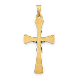 14k Two-tone Gold Polished Hollow INRI Crucifix Cross Pendant XR2059