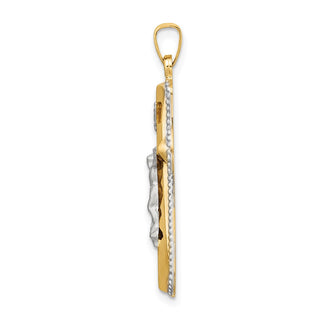 14k Two-tone Gold and White Rhodium Hollow INRI Crucifix Pendant XR2062