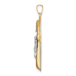 14k Two-tone Gold and White Rhodium Hollow INRI Crucifix Pendant XR2063