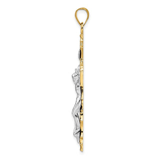 14k Two-tone Gold Solid INRI Crucifix Pendant XR2064