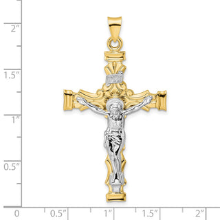 14k Two-tone Gold Solid INRI Crucifix Pendant XR2064