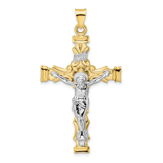 14k Two-tone Gold Solid INRI Crucifix Pendant XR2064
