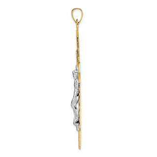 14k Two-tone Gold Polished Solid INRI Crucifix Pendant XR2065