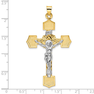 14k Two-tone Gold Polished Solid INRI Crucifix Pendant XR2065